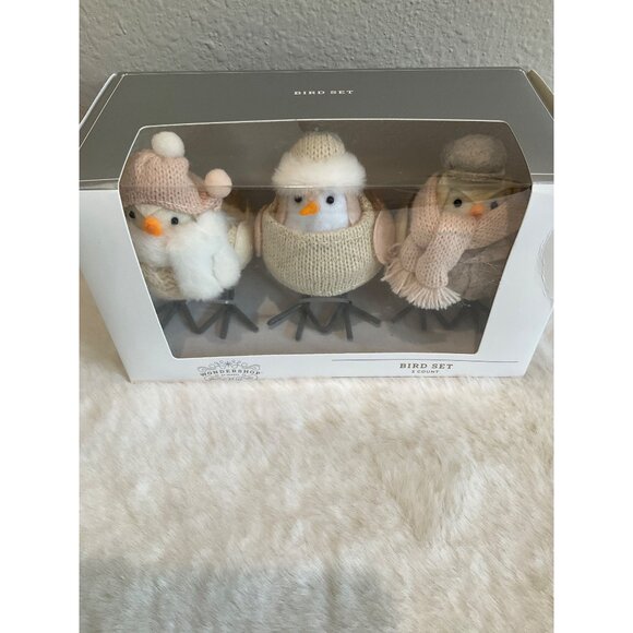 Target Wondershop  featherly friends Snowy Whites 3 pc Bird set - Picture 4 of 4